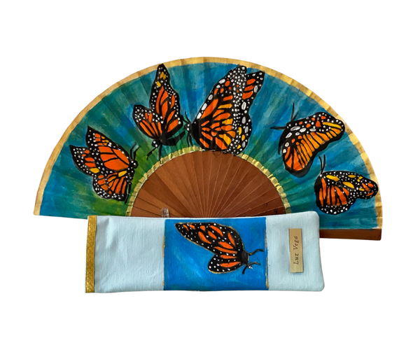 Abanico Español Mariposas Pintado a mano